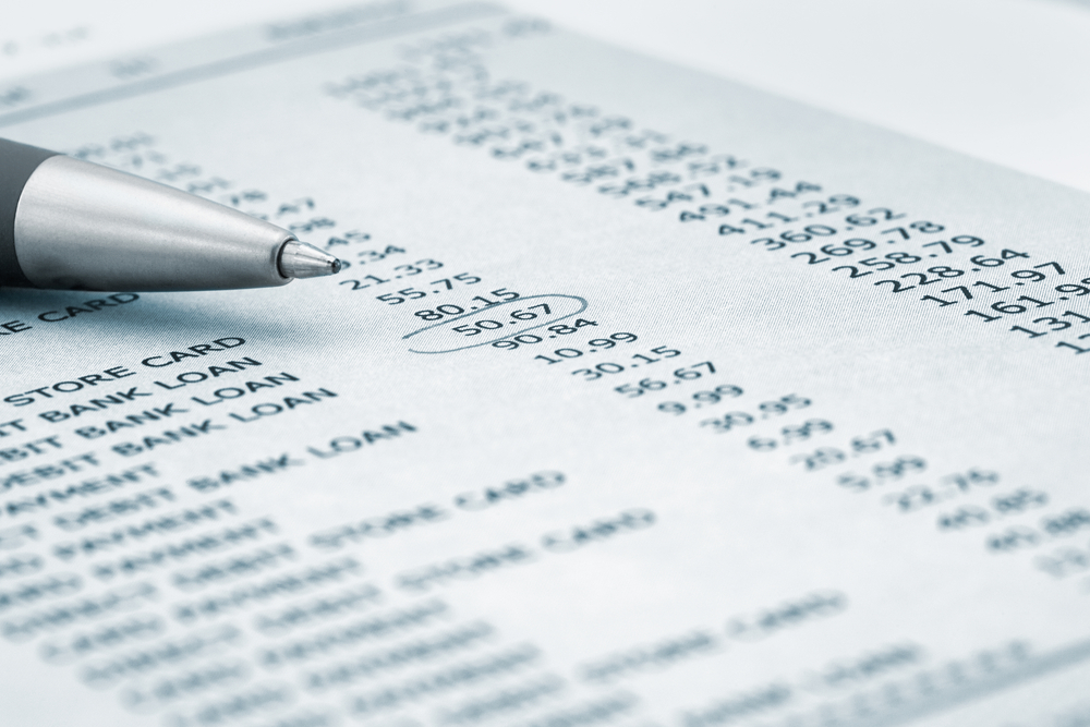 bank, statement, on, paper